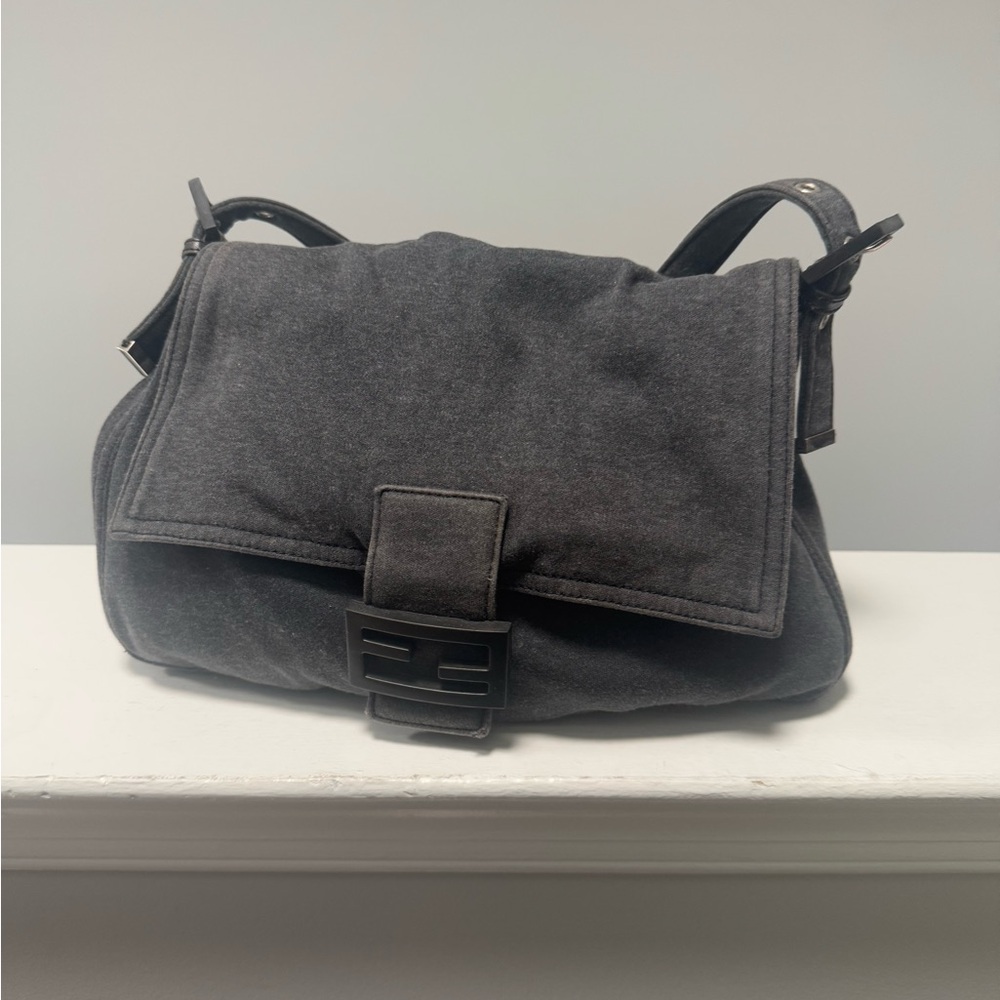 Fendi Gray jersey Mama Bag with Flap Closure